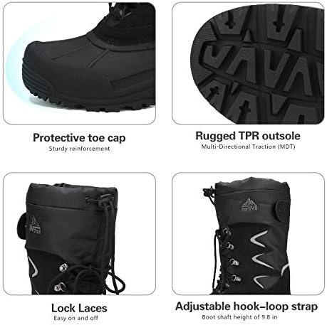 NORTIV 8 Men's Waterproof Winter Snow Boots Insulated