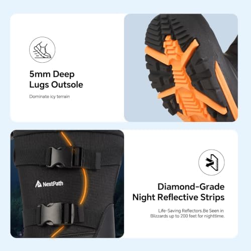 Men's Snow Boots, Waterproof Insulated Winter Boots for Men, -40°F