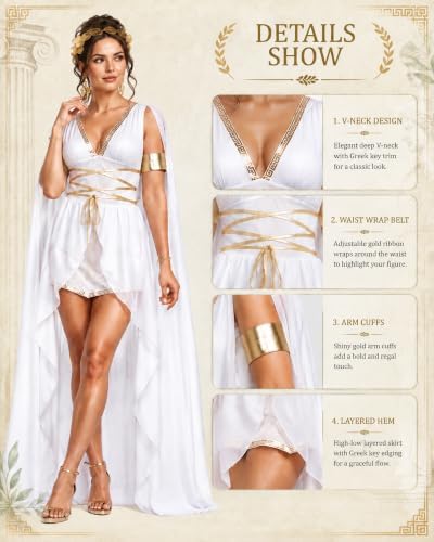 Greek Goddess Costume for Women Cosplay Halloween Party