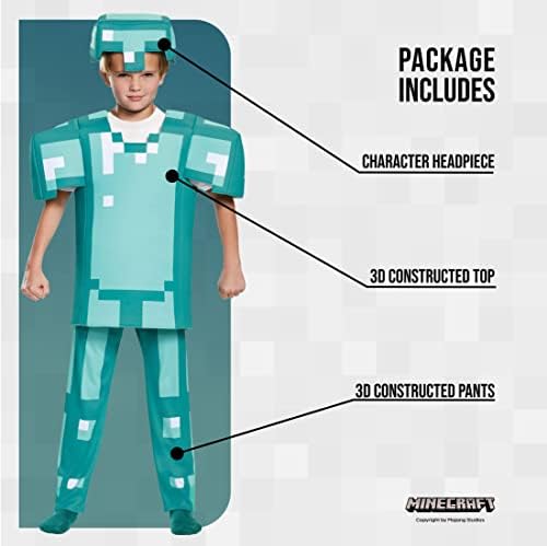 Disguise Kid's Deluxe Minecraft Armor Costume | Child Minecraft Diamond Armor for Boys & Girls | Minecraft Cosplay Outfit