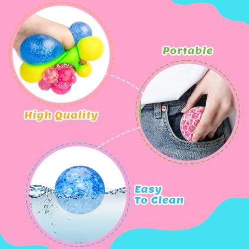 Stress Balls 4 Pack for Adults and Kids, Squeeze Squishy Fidget Toys