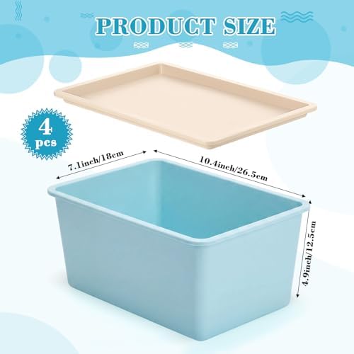 Menkxi 4 Pcs Storage Bins with Lids, Red, Green, Yellow, Blue, Small