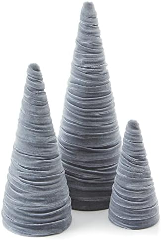 Set of 3 Gray Velvet Trees, Winter Wedding Centerpiece, Modern Valentine Accent, Elegant Entryway, Office Bookshelf, Cozy Handcrafted Gift for (Gray)