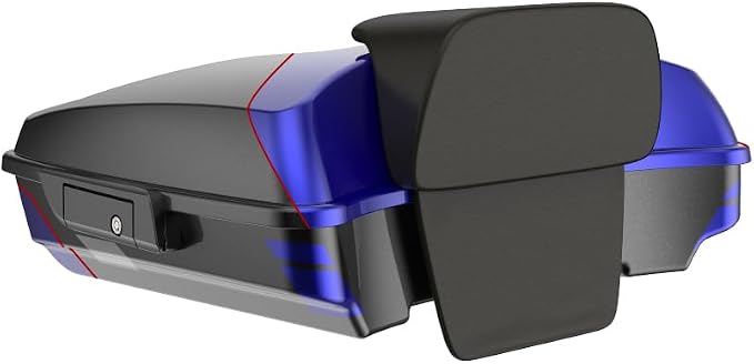 Advanblack Road Glide Tour Trunk Pack Blue Streak Razor Tour Trunk Pack Backrest Pad for '97-'25 Harley Touring Road King Street Glide Electra Glide CVO Models