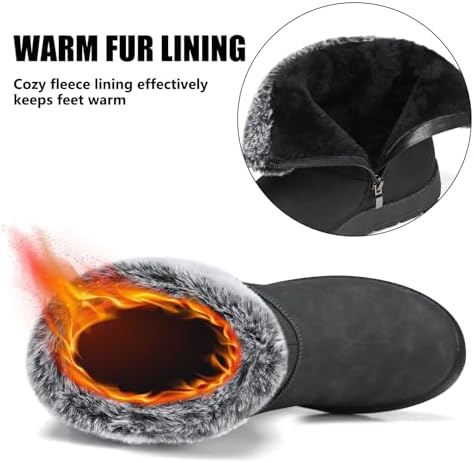 TEMOFON Women Snow Boots Waterproof: Fur Lined Warm Winter Ankle Booties