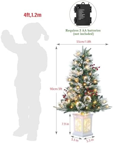 3ft Prelit Snow Flocked Christmas Tree with Light Up Snowflake Box Base