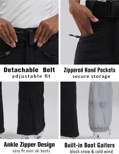 GSOU SNOW Womens Slim Ski Pants Waterproof Snow Pants Insulated