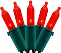YULETIME 200 Red LED Christmas Lights, 66 ft Green Wire UL String Light
