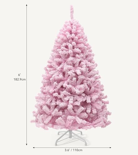 DWVO 6ft Pre-lit Pink Christmas Tree with Warm-White Lights