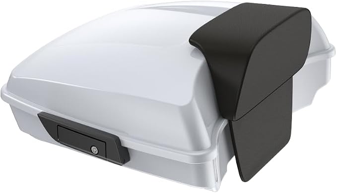 Advanblack 2024 Road Glide Razor Tour Trunk Pack Compatible with Road King FLHR Street Glide FLHX Road Electra Glide 2014-2025 Mounting Rack, Backrest & Stitching Liners (White Onyx Pearl)