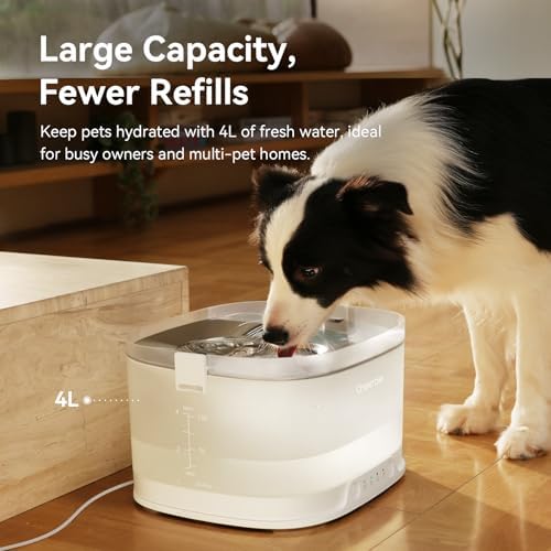 Cheerble Pumpless Dog Water Fountain, 4L/135oz D1 Automatic Pet Water Dispenser for Dogs MagDrive™ Technology Dual Mode Dispensing, No Cleaning Hassle, No Electrical Leakage, BPA-Free