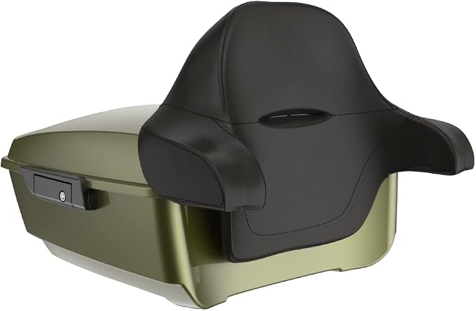 Advanblack Road Glide Tour Trunk Pack Mineral Green Metallic King Tour Trunk Pack Luggage +Wrap-Around Backrest Pad for '97-'25 Harley Touring Road King Street Glide Electra Glide CVO models