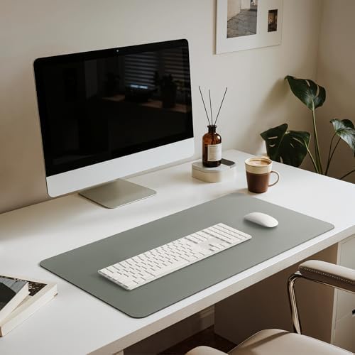 Jotsome Leather Desk Pad Mat, 34" x 17", Sage