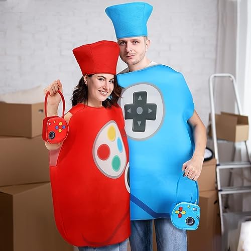 Ramede 6 Pcs Halloween Couple Costumes for Adult Game Controller
