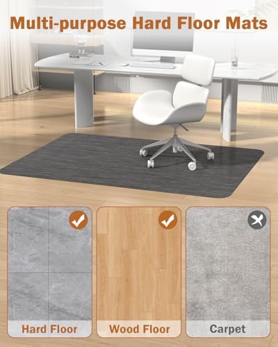 Blvornl Office Chair Mat for Hardwood Floor, 50"*63" Desk Computer Chair Mat for Hard Wood, Large Anti-Slip Hard Floor Protector for Rolling Chair, PVC Desk Rug for Office Black