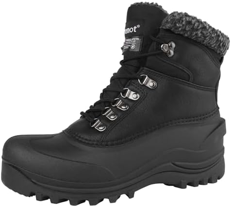 riemot Women's Men's Winter Ankle Boots Waterproof Outdoor Snow Boot Warm Fur Lined Comfortable Non-slip Lace-up Booties for Walking Hiking Trekking Camping Skiing US5-14
