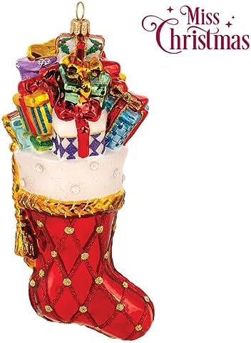 Miss Christmas 2026 Collection Gifts Galore Blown Glass Christmas Tree Ornament (Festive Stocking)