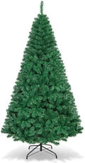 HAPPYGRILL 7FT Artificial Christmas Tree, Unlit Xmas Pine Tree, Metal Stand