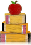 Lineshading 4 Pcs Back To School Table Decor Wooden Apple Block Signs
