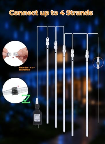 Meteor Shower Lights Outdoor,16 Inch 10 Tube 360 LED Icicle Christmas Light