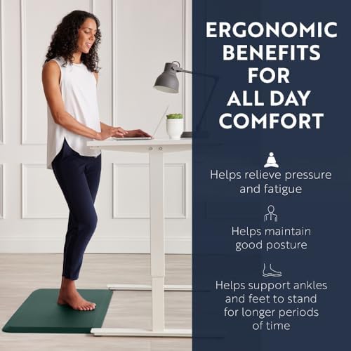 KANGAROO Anti Fatigue Mats for Kitchen Floor, 58x20, Reduce Foot, Knee, Back Pressure, 3/4 Inch Thick Cushioned Ergonomic Mat, Waterproof Comfort Rug for Under Sink, Standing Desk, Stores, HunterGreen
