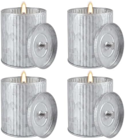 4Pack Citronella Candles Outdoor Indoor, 4oz Silver Canned Candle