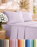 King Size 4 Piece Sheet Set - Breathable & Cooling Sheets - Light Lavender