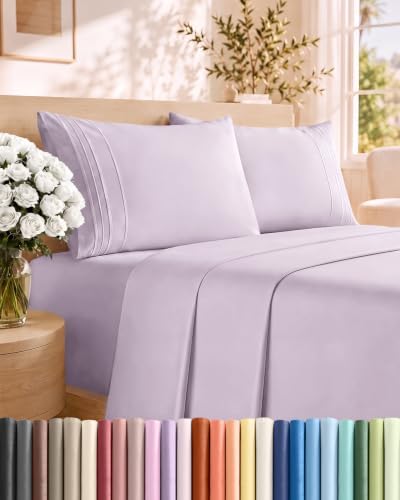 Full Size 4 Piece Sheet Set - Breathable & Cooling Sheets - Light Lavender