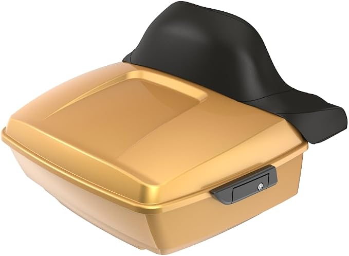 Advanblack Road Glide Tour Trunk Pack Black Hills Gold King Tour Trunk Pack Luggage +Wrap-Around Backrest Pad for '97-'25 Harley Touring Road King Street Glide Electra Glide CVO models