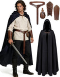kasahara Renaissance Hooded Cloak Medieval Costume Accessories for Men Women Halloween Costume Cape Belt Pouch Bracers