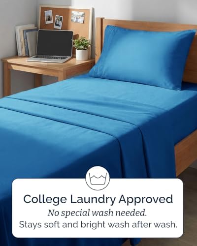 Twin XL Size 3 Piece Sheet Set - Breathable & Cooling Sheets - Royal Blue