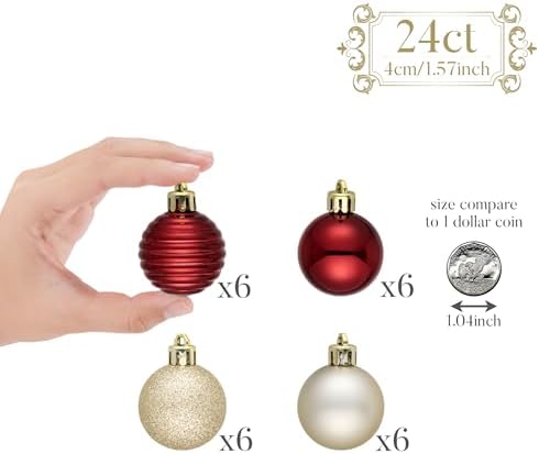 Valery Madelyn Small Christmas Tree Decorations Ball Ornaments 24ct 1.57"
