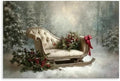 JDBeehpy Retro Christmas Sleigh Wall Art Canvas Prints Unframed 20x30inch