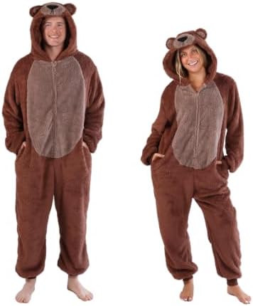 Funziez! Slim Fit Adult Onesie - Animal Costume - Plush Unisex Halloween One Piece Cosplay Suit for Women and Men