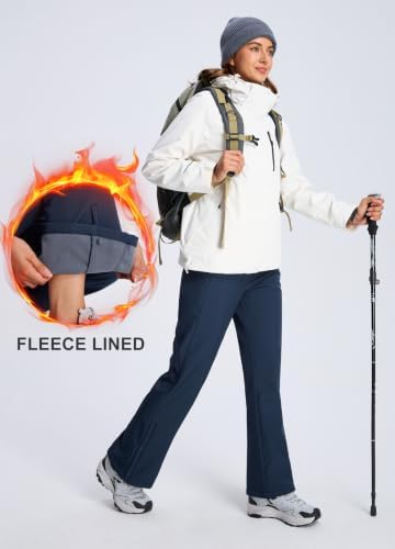 Libin Women's Fleece Lined Pants Hiking Snow Ski Water Resistant Flared Leg