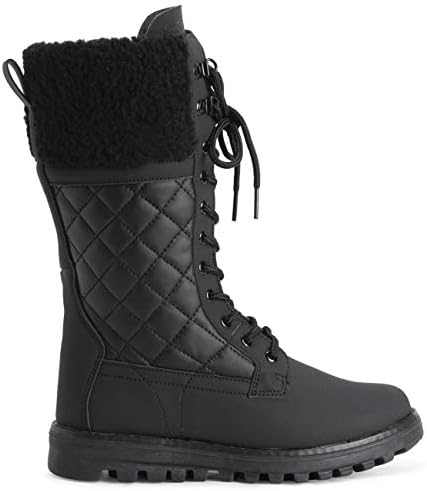 POLAR Womens Faux Fur Warm Thermal Waterproof Outdoor Walking Snow Winter Rubber Sole Calf Boots