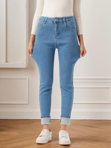 Yehopere Women's Winter Fleece Lined Jeans Slim Fit Warm Skinny High Waist Denim Jean