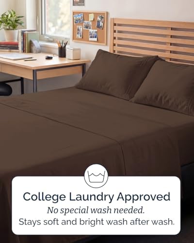 Full XL Sheets - 4 Piece Full XL Sheet Set - Breathable & Cooling - Brown