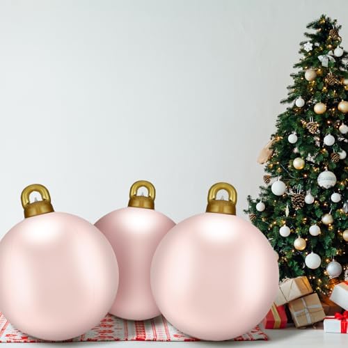 Jetec 8 Pcs Giant Inflatable Christmas Ball, Solid, Light Pink