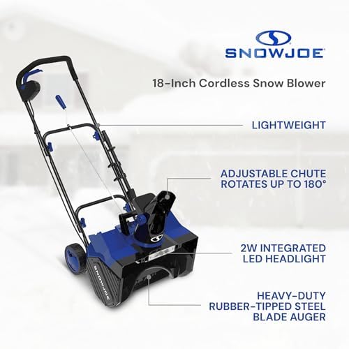 Snow Joe 48V Cordless Snow Blower Kit with 2X 5Ah Batteries, 24V-X2-SB18-XR