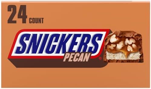 SNICKERS Pecan Milk Chocolate Candy Bars, Full Size, Bulk Box, 24 Pack
