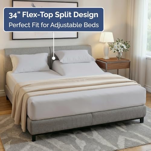 Flex Top Split Head King 4 Piece Sheet Set - Soft & Cooling - French Grey