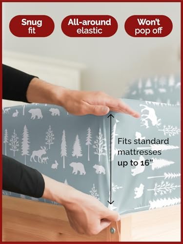Christmas Sheet Set, Woodlands, Holiday Xmas Bedding Set - Twin Size