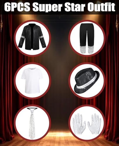 6PCS Dance Star Costume for Kid, Pop Outfit for Boys Stage Cosplay
