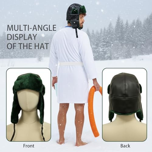 Halloween Costume for Men, 4pcs Funny Christmas Costume with White Robe Men, Hat, Orange Tube and Belt, Funny Men's Holiday Outfit for Halloween Christmas Cosplay Parties