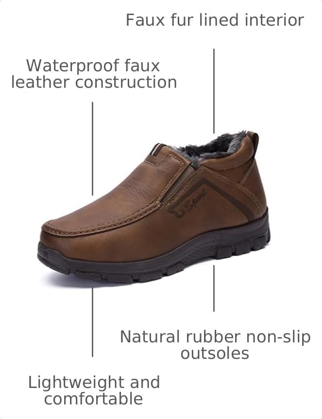 COSIDRAM Mens Shoes Winter Snow Boots Slip On Warm Cotton Padded Loafers