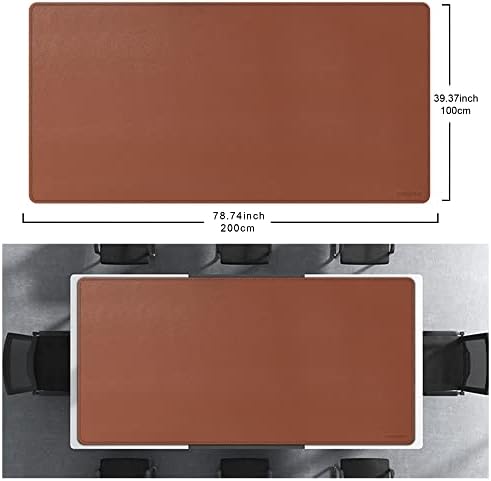 CENNBIE MAX200 78.7" x 39.4" Leather Desk Mat, Extra Large Desk Pad Blotter Protector, Extended Table Pad, Waterproof PU Leather Desk Mat on top of desks Large for Office and Home (Brown)
