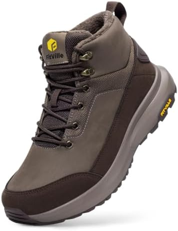 FitVille Wide Mens Snow Boots Fur Lined Winter Shoes Non Slip Lightweight