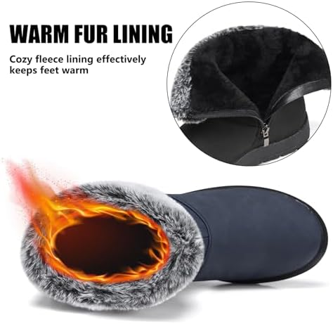 TEMOFON Women Snow Boots Waterproof: Fur Lined Warm Winter Ankle Booties