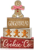 Moucuny 4 Pcs Gingerbread Christmas Table Decor, Gingerbread Man Wood Sign